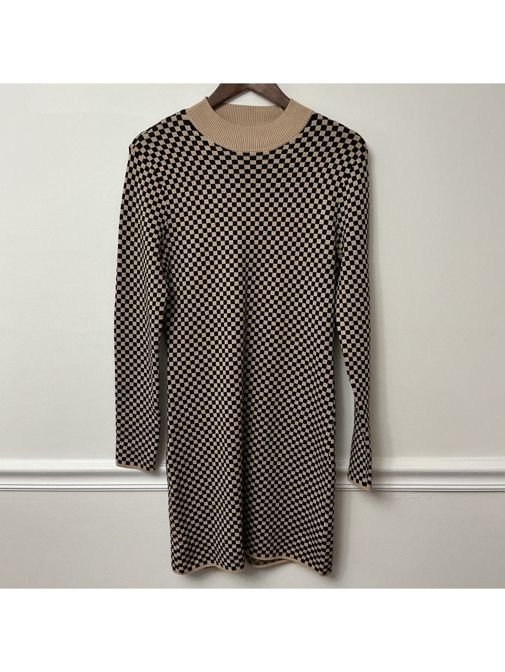 Abercrombie & Fitch Women's Long Sleeve Checkered Knit Dress Size Large
